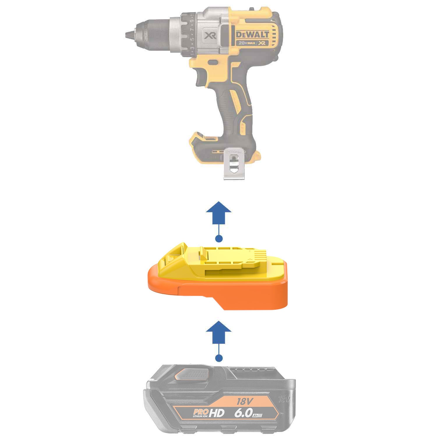 AEG 18V auf DeWalt 20V Batterieadapter (ABS)