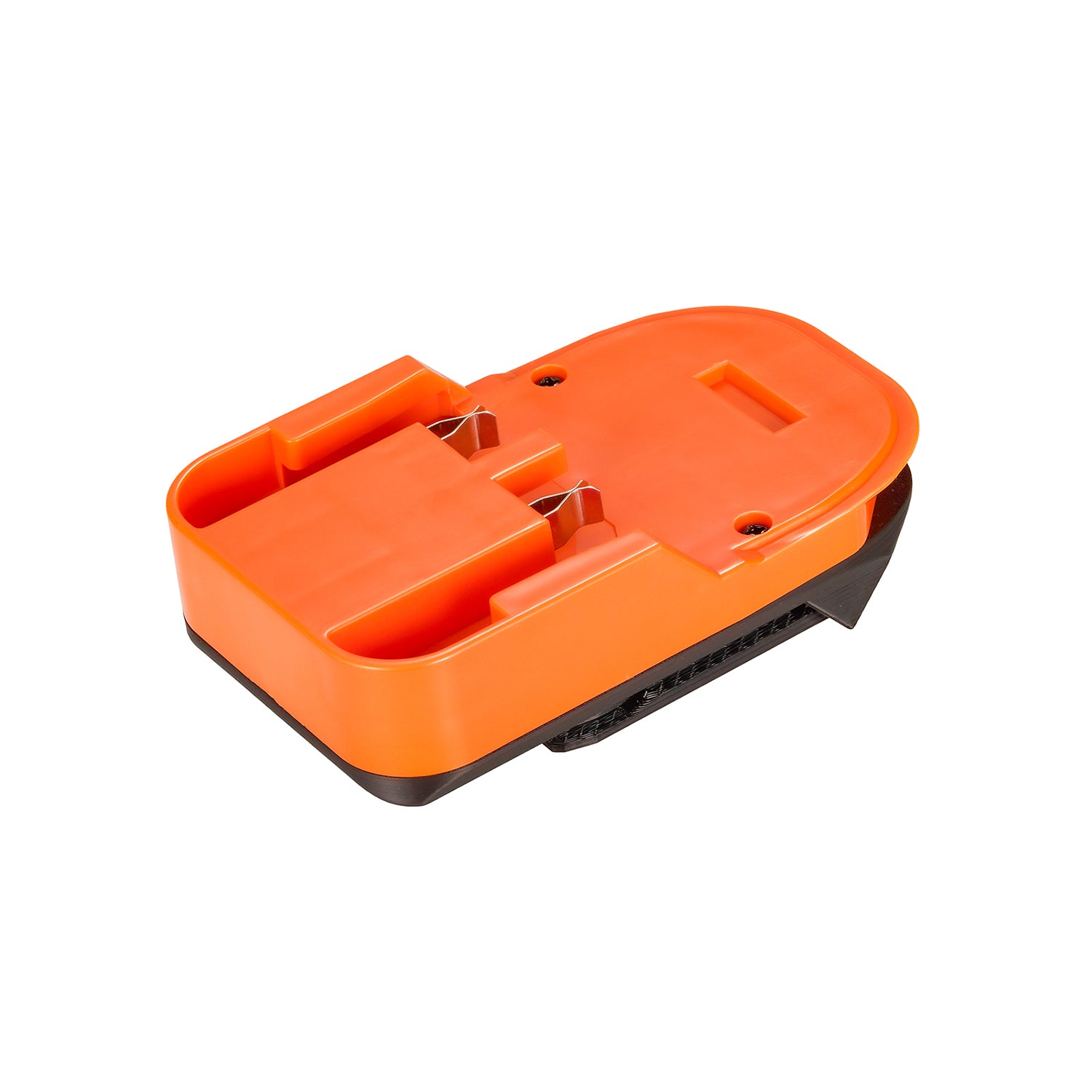 AEG 18V to WEN 20V battery adapter - battery-side connection, twin copper spring clip contacts, center post and rails