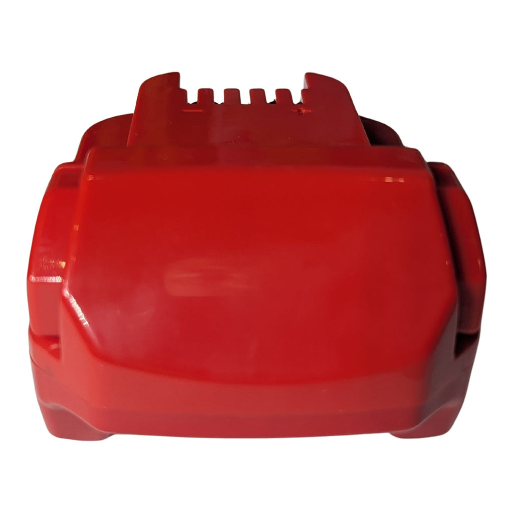 Black and Decker 20V to Milwaukee M18 battery adapter - end view, tool-side terminal slots along the top edge