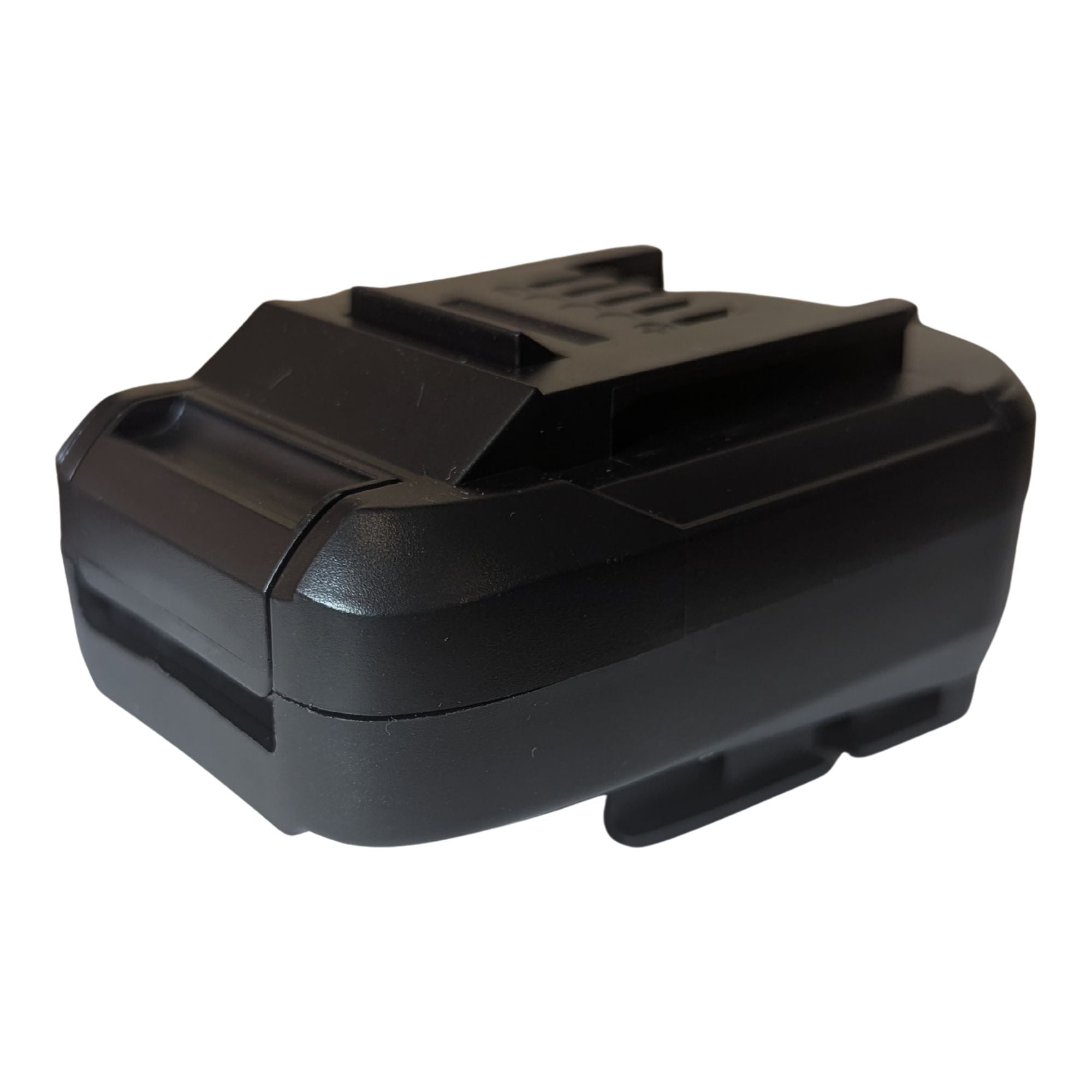 Bosch 18V PBA (Green) to Ozito 18V PXC battery adapter - rear view of the Ozito tool-side rail with the skirt lugs below