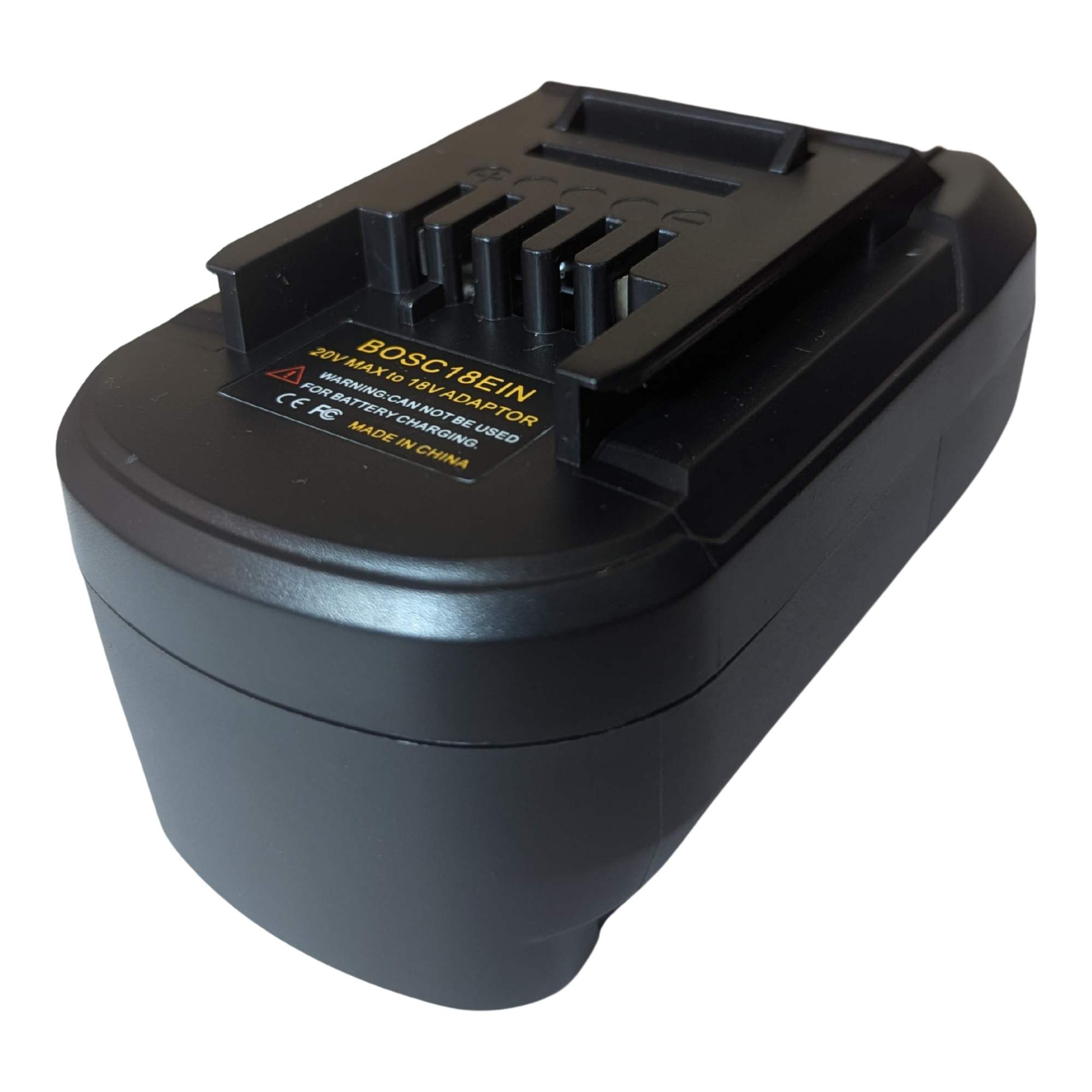 Bosch 18V PBA (Green) to Ozito 18V PXC battery adapter - Ozito tool-side connection with five terminal slots and latch pocket
