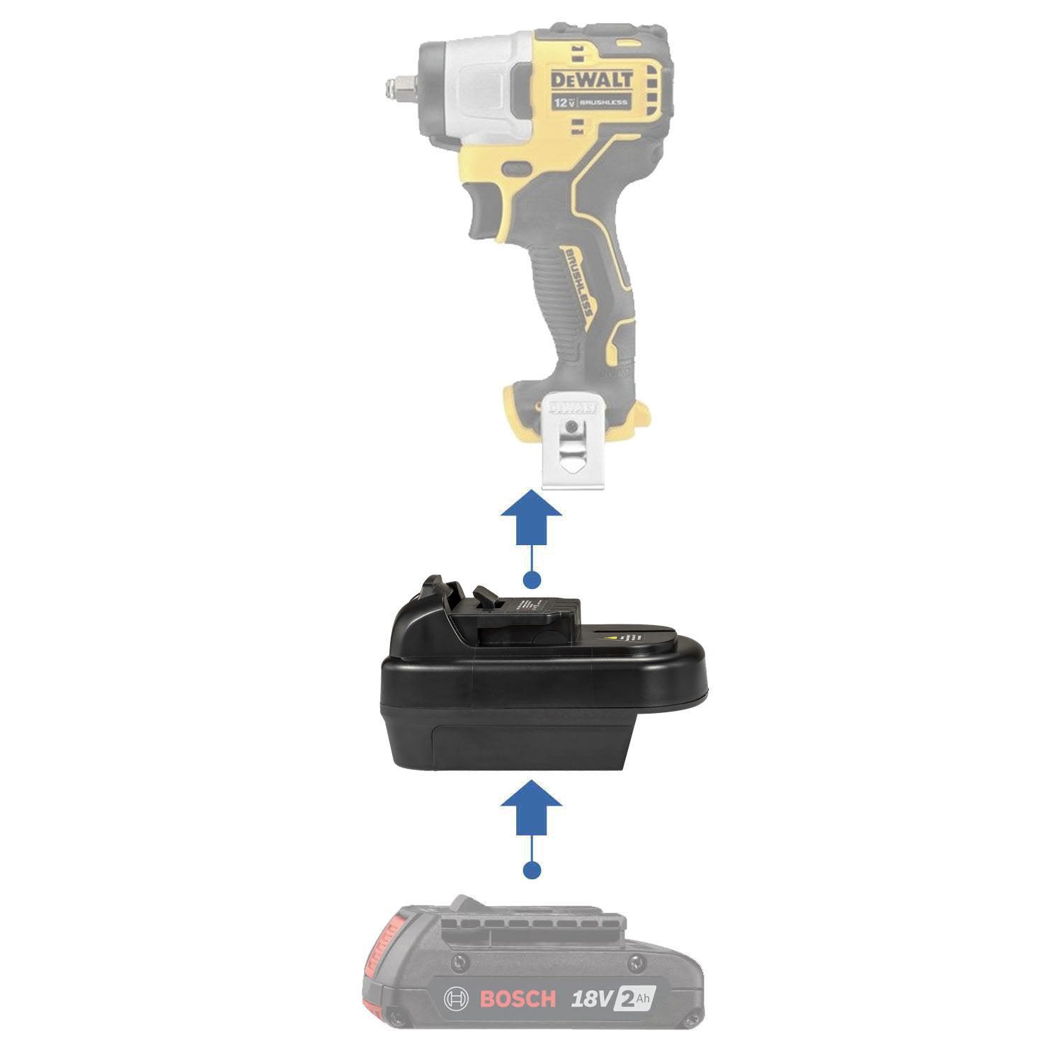 Bosch (Blau) 18V auf DeWalt 12V Batterieadapter