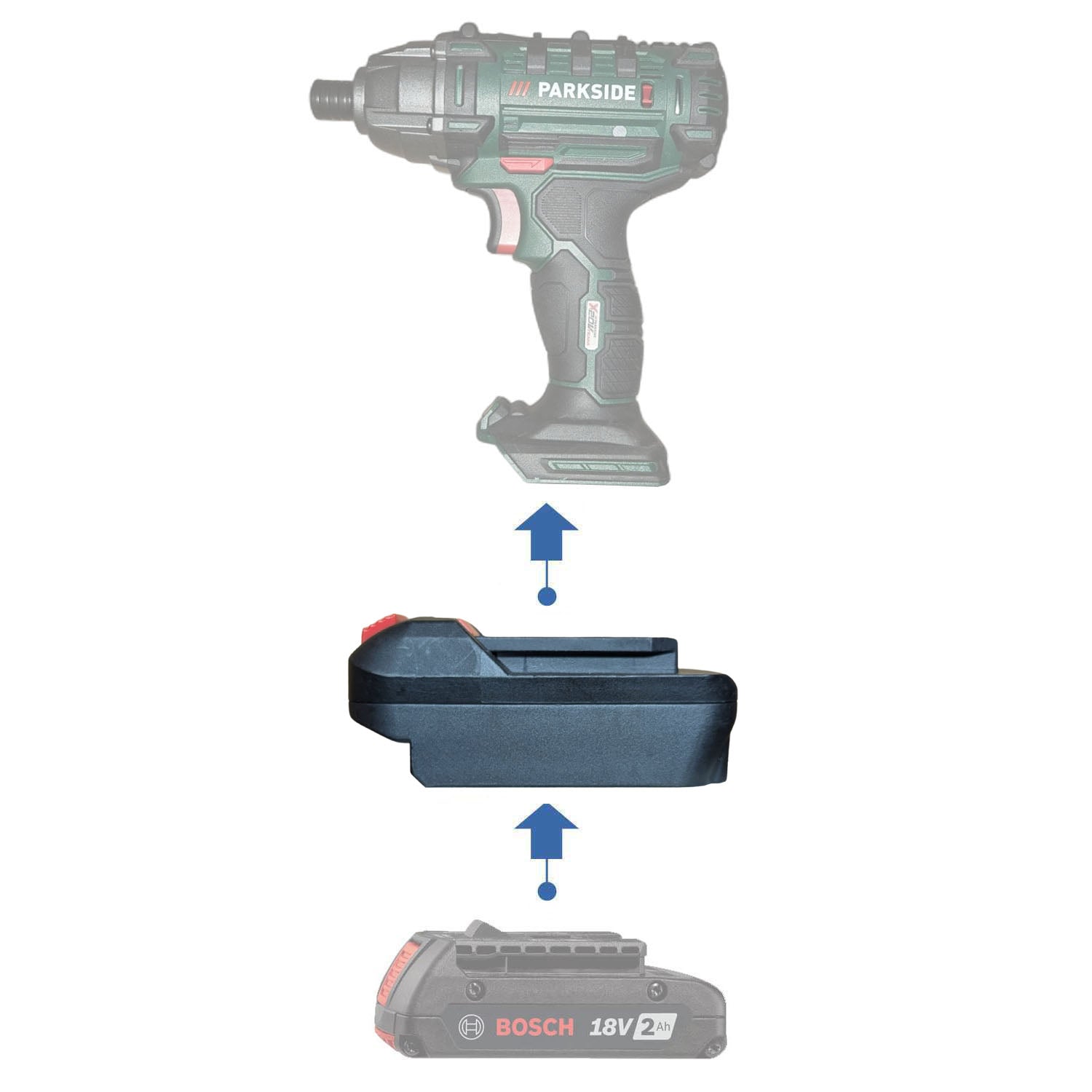 Bosch (Blau) 18V auf Parkside X20V Batterieadapter