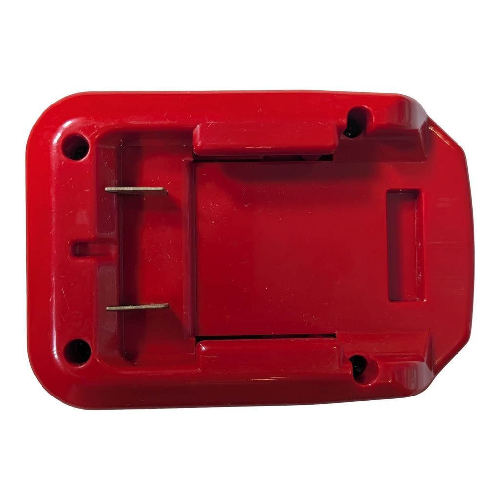 Craftsman 20V to Milwaukee M18 battery adapter - battery-side face with twin copper blades and four corner screws