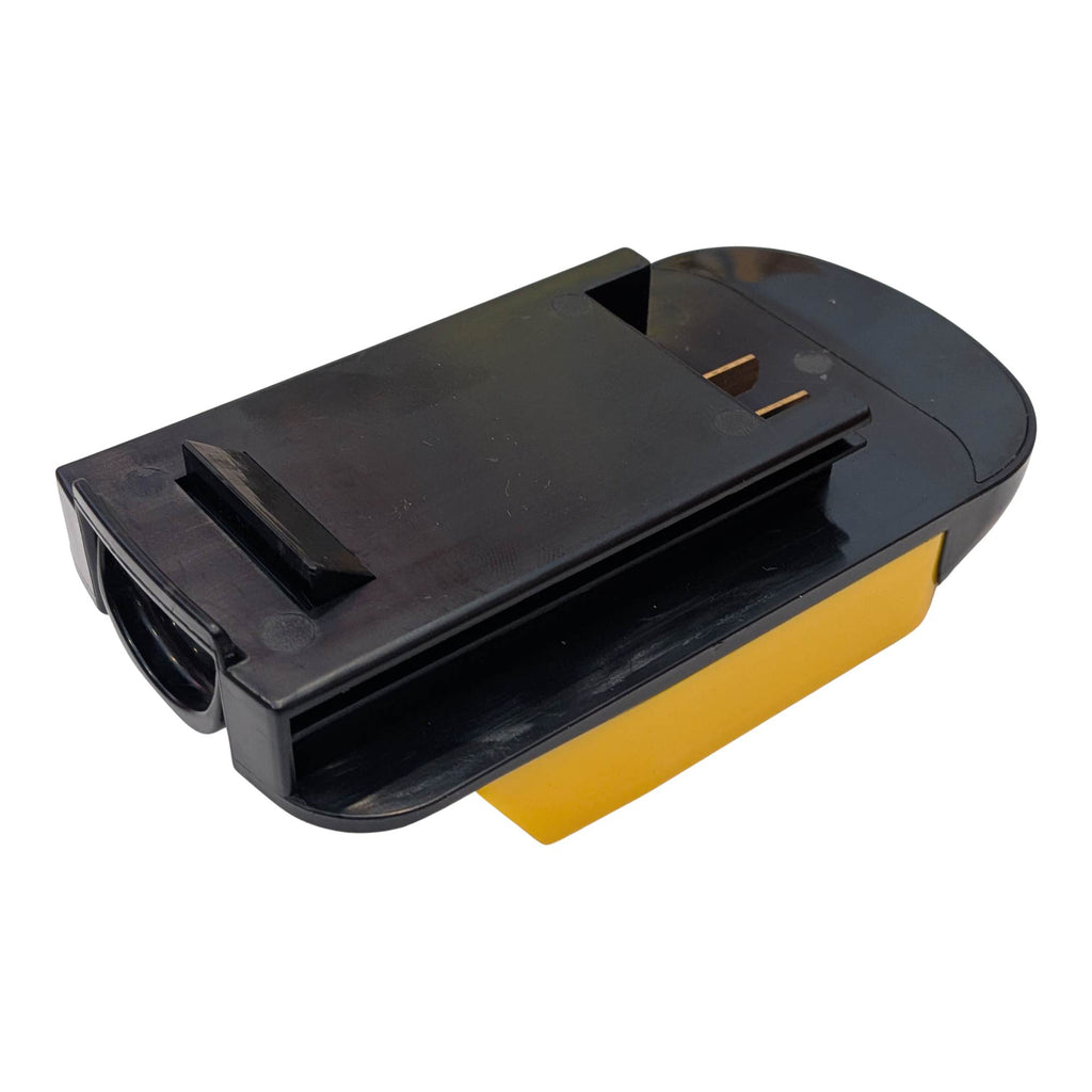 DeWalt 20V MAX to Black and Decker 18V Ni-Cd battery adapter - tool-side connection with twin copper blades