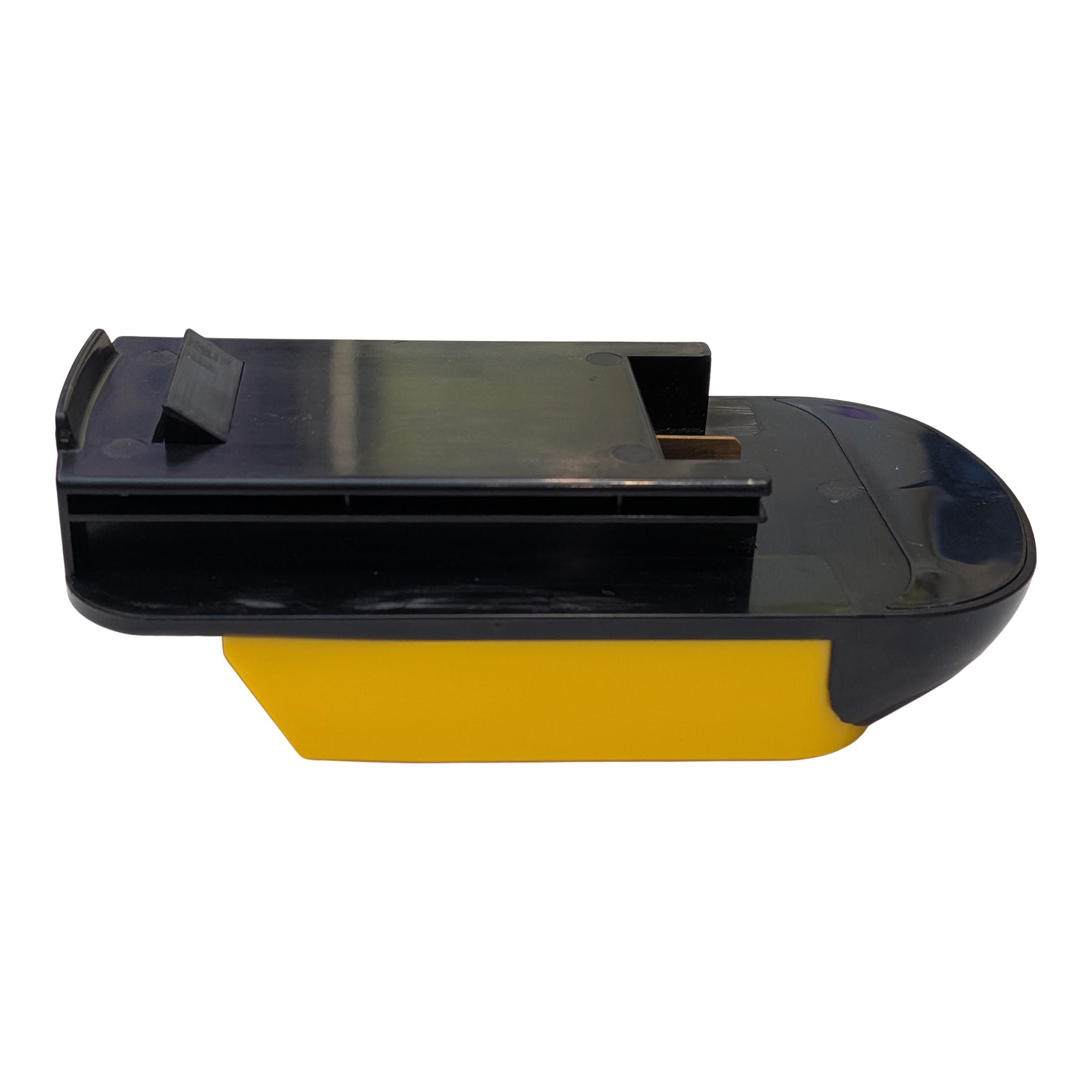 DeWalt 20V MAX to Black and Decker 18V Ni-Cd battery adapter - side view showing both connections