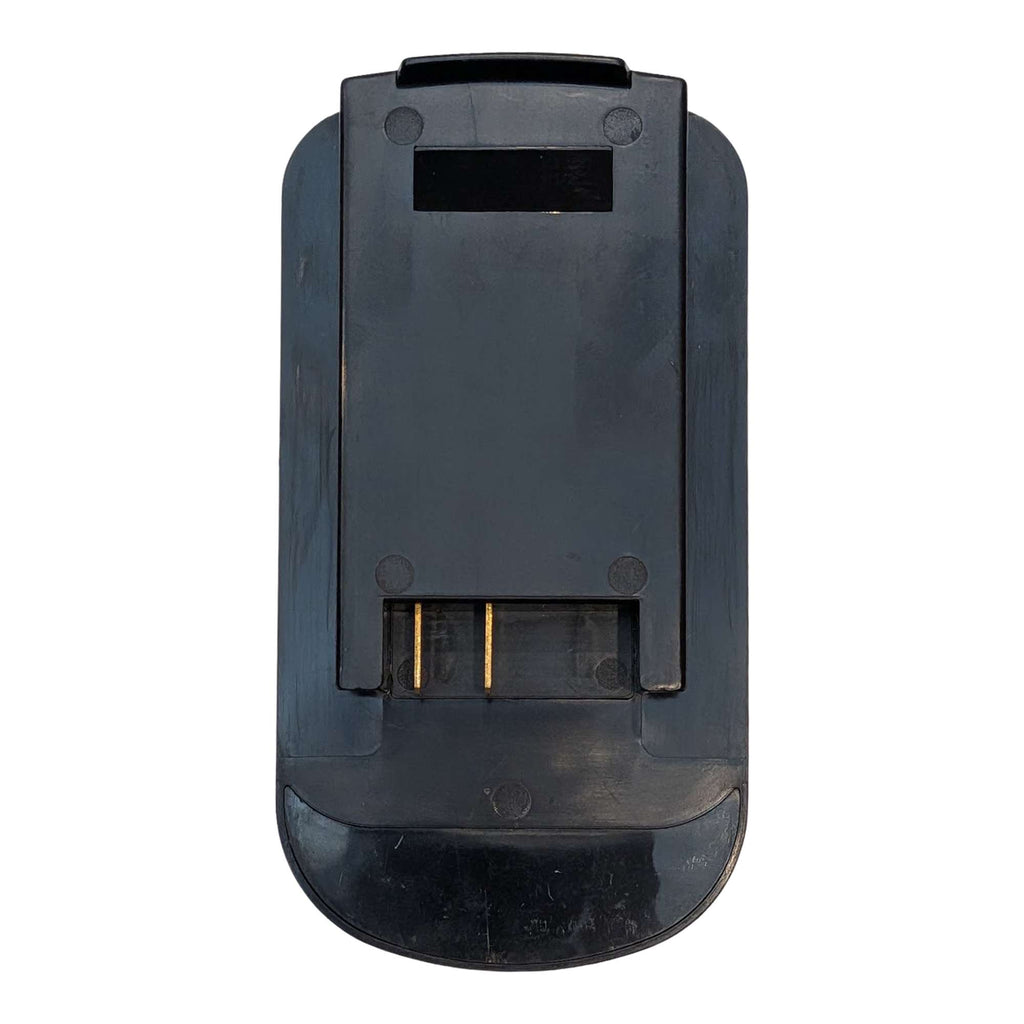DeWalt 20V MAX to Black and Decker 18V Ni-Cd battery adapter - top view of the tool-side connection and its copper blades