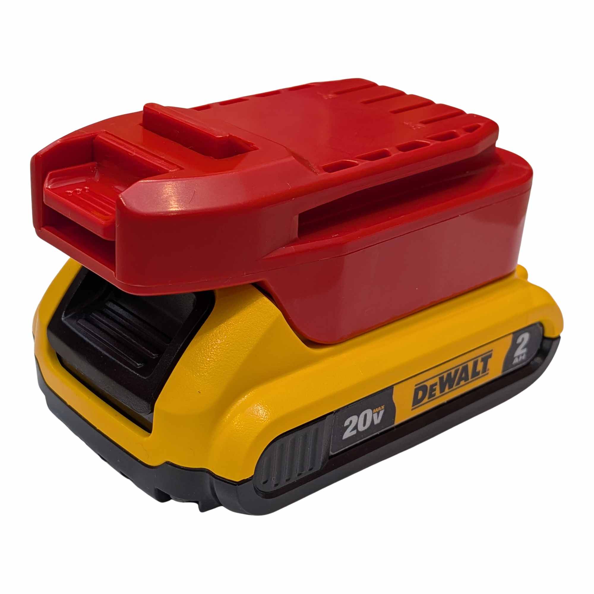 DeWalt 20V MAX to Craftsman 20V battery adapter - fitted to the DeWalt 20V MAX battery, tool-side rails upward