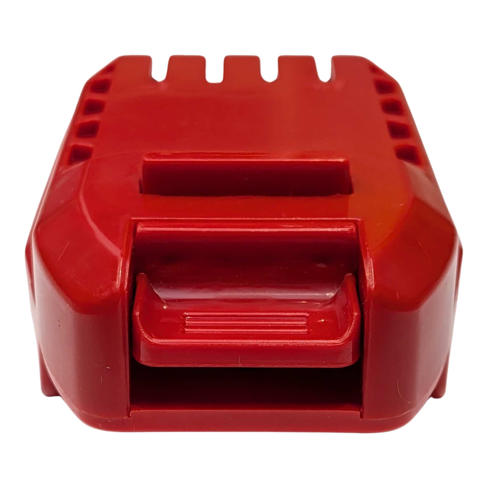 DeWalt 20V MAX to Craftsman 20V battery adapter - end view of the Craftsman tool-side face and the release button