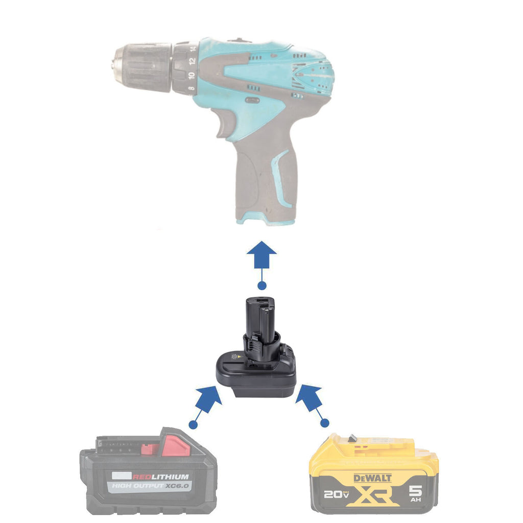 DeWalt 20V auf Makita 10,8V CXT (Steckstift-Stil) Batterieadapter