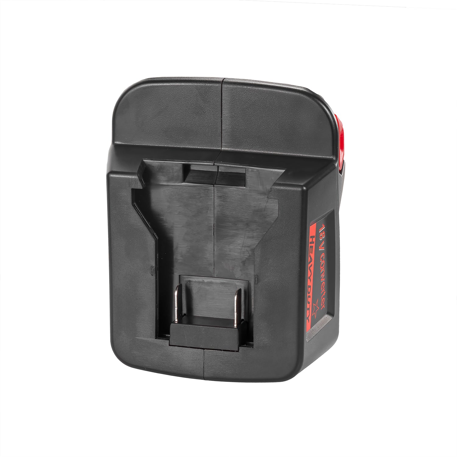 DeWalt 20V MAX to Milwaukee V18 Ni-Cd battery adapter - battery-side connection with the guide channel and central terminal