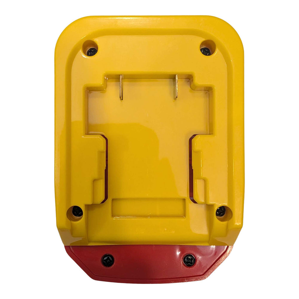 DeWalt 20V MAX to Milwaukee M18 battery adapter - battery-side connection with twin copper blades and four screws