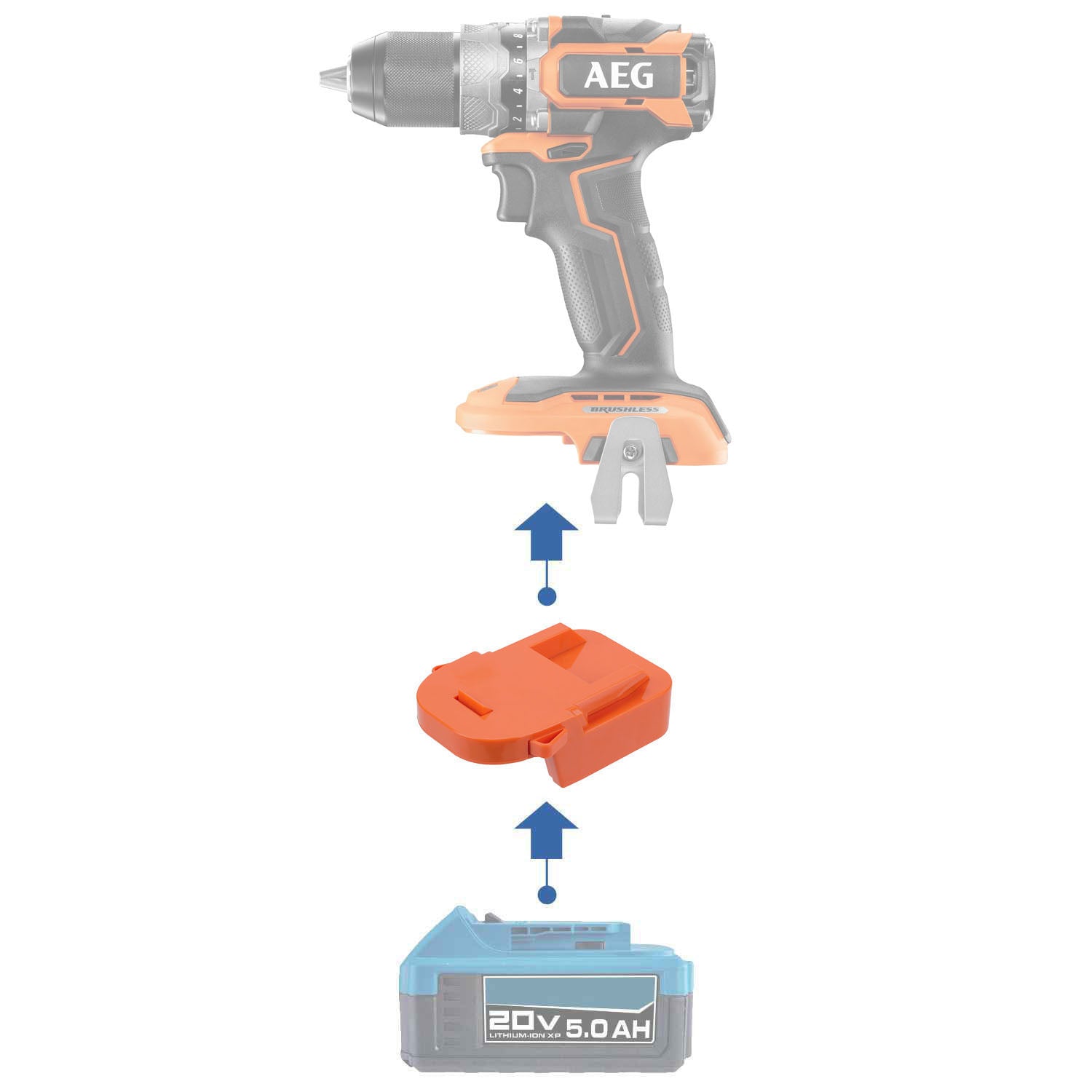 Hercules 20V auf AEG 18V Batterieadapter