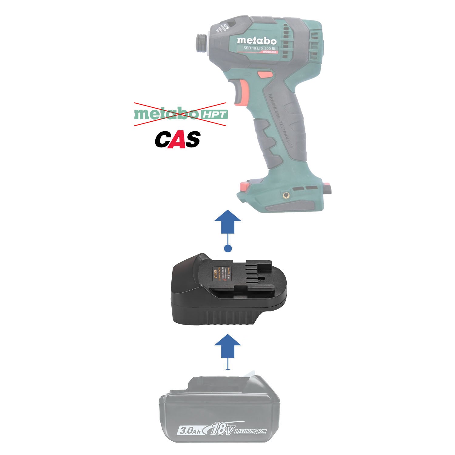 Makita 18V auf Metabo 18V CAS Batterieadapter
