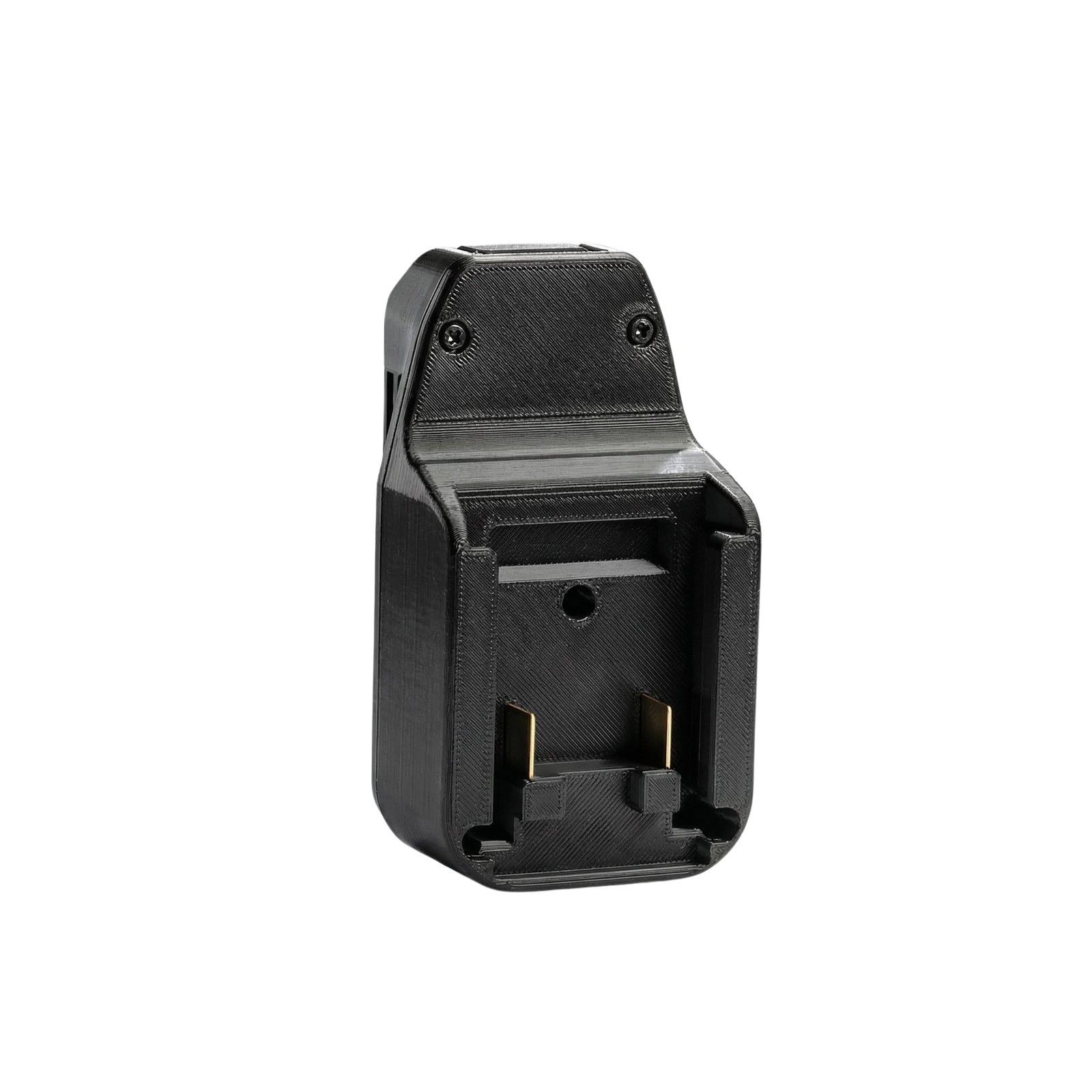 Masterforce 20V to Black and Decker 20V battery adapter - battery-side connection with twin copper blade terminals