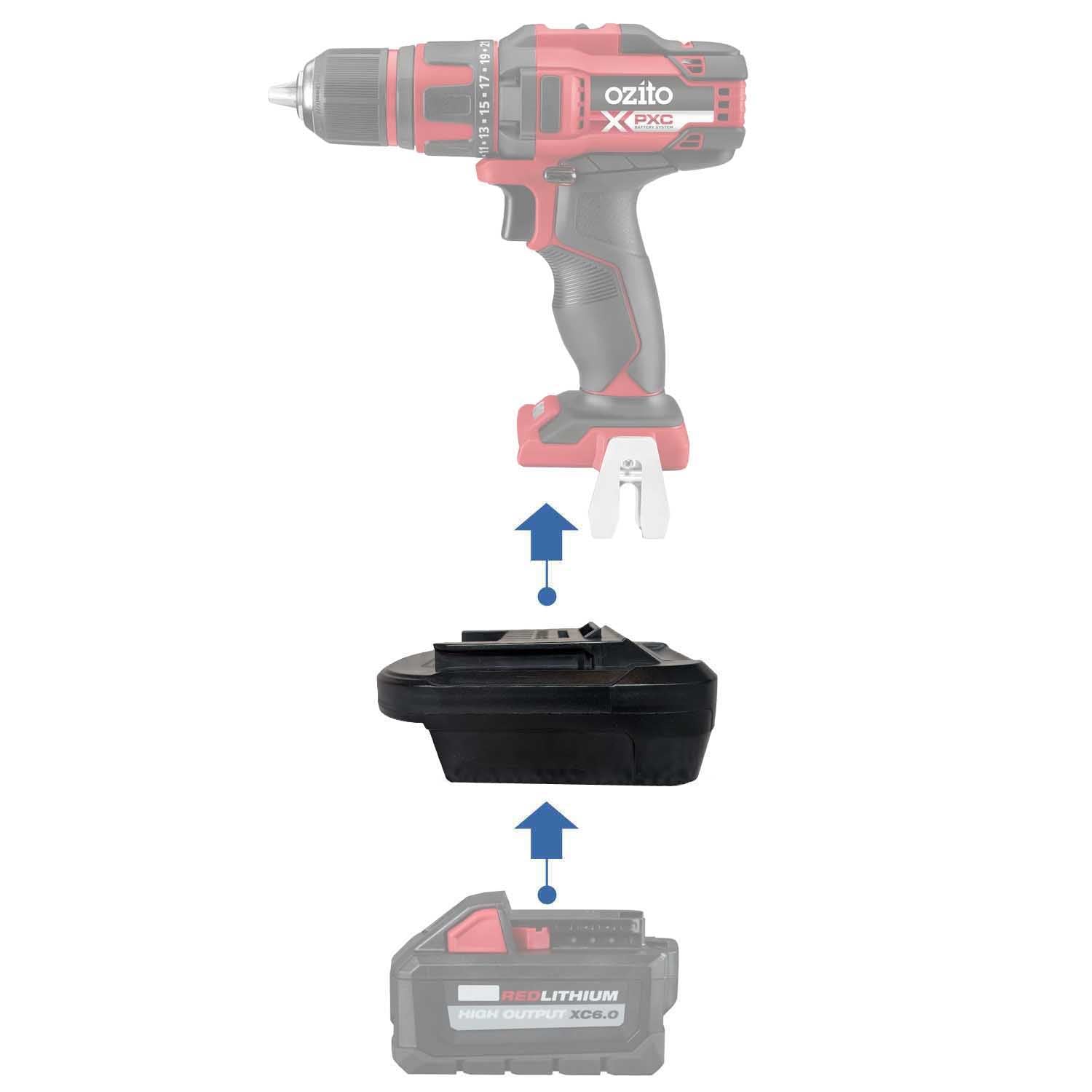Milwaukee 18V auf Ozito PXC 18V Batterieadapter