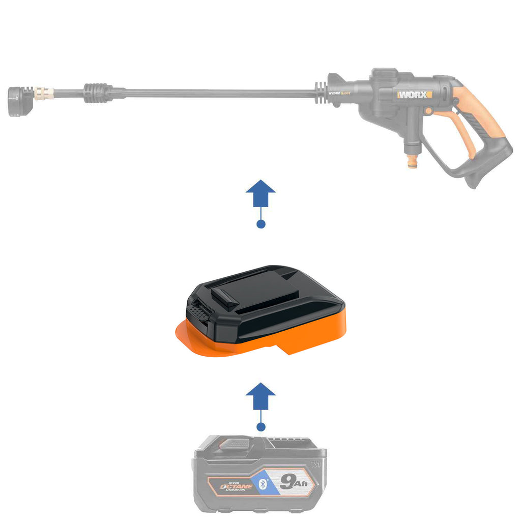 RIDGID 18V auf WORX 20V PowerShare (Orange) Batterieadapter
