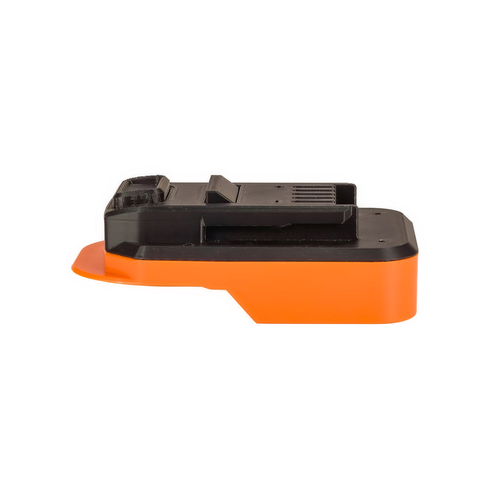 RIDGID 18V to Mastercraft 20V (PWRPOD / Blue) battery adapter - side profile of the Mastercraft tool-side rails