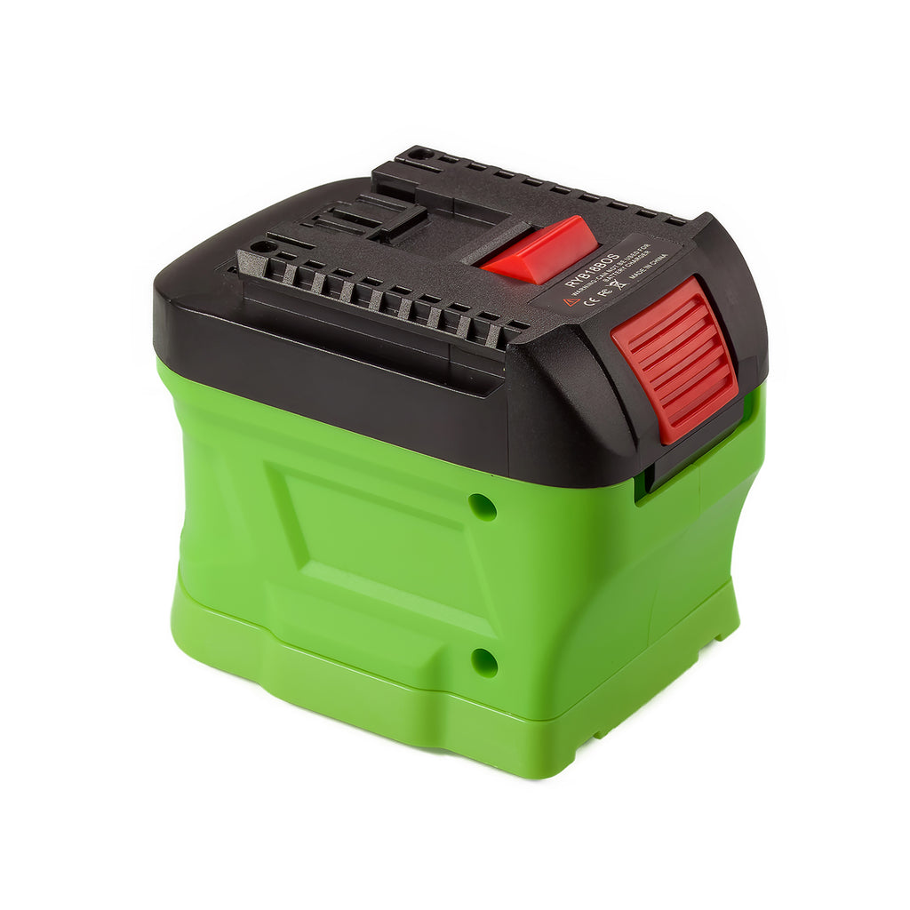Ryobi 18V ONE+ to Bosch 18V GBA (Blue) battery adapter - Bosch tool-side connection, terminal slots and release button