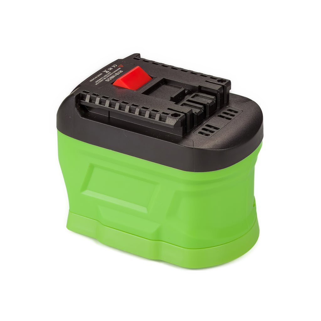 Ryobi 18V ONE+ to Bosch 18V GBA (Blue) battery adapter - Bosch tool-side connection, terminal slots and release button