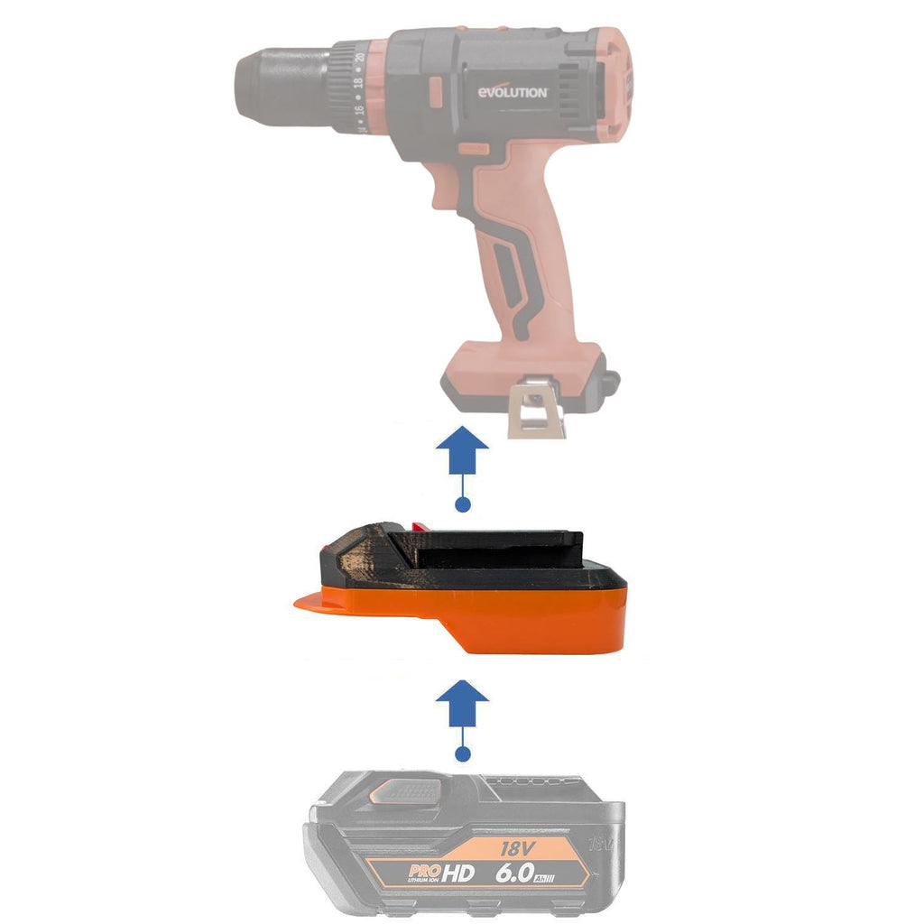AEG 18V auf Evolution 18V EXT Akkuadapter