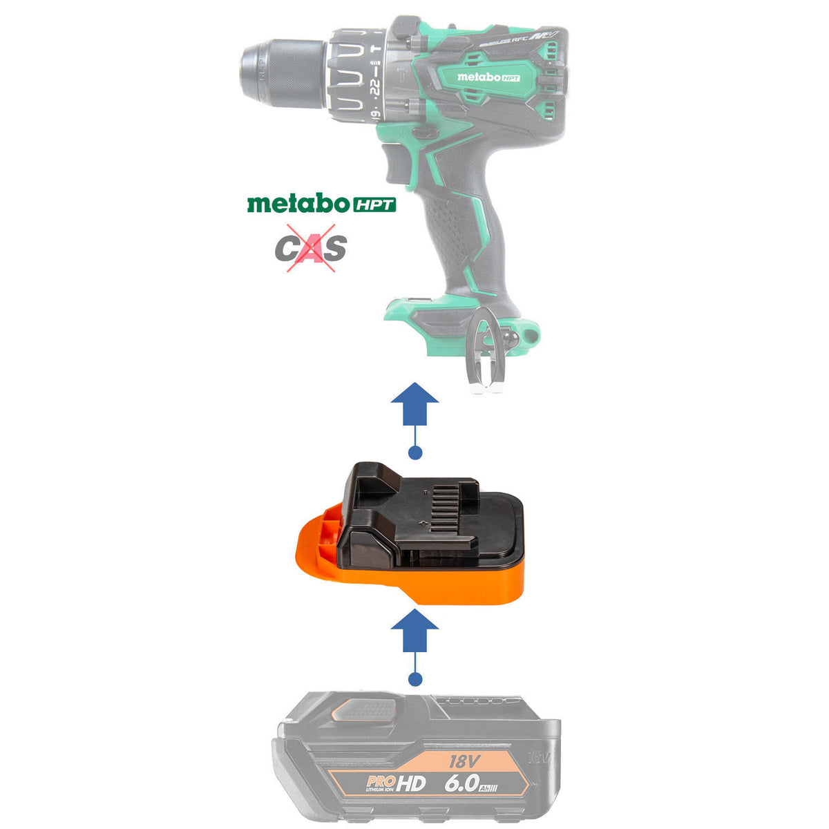 AEG 18V auf Metabo HPT 18V Akkuadapter