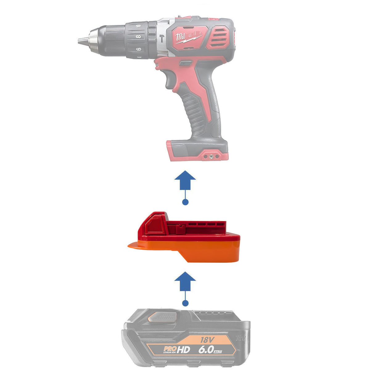 AEG 18V auf Milwaukee M18 Akkuadapter