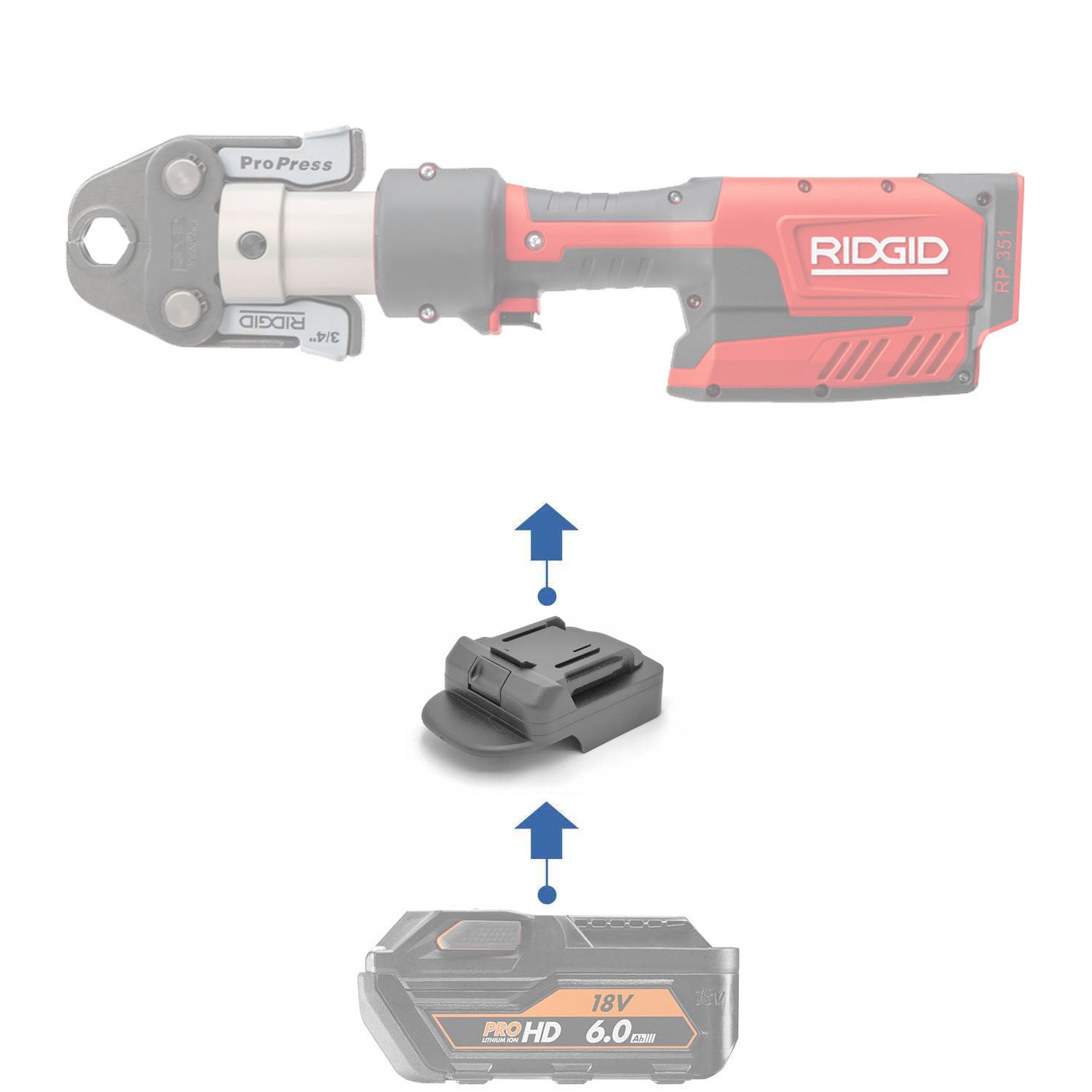 AEG 18V auf RIDGID 18V ROT Akkuadapter
