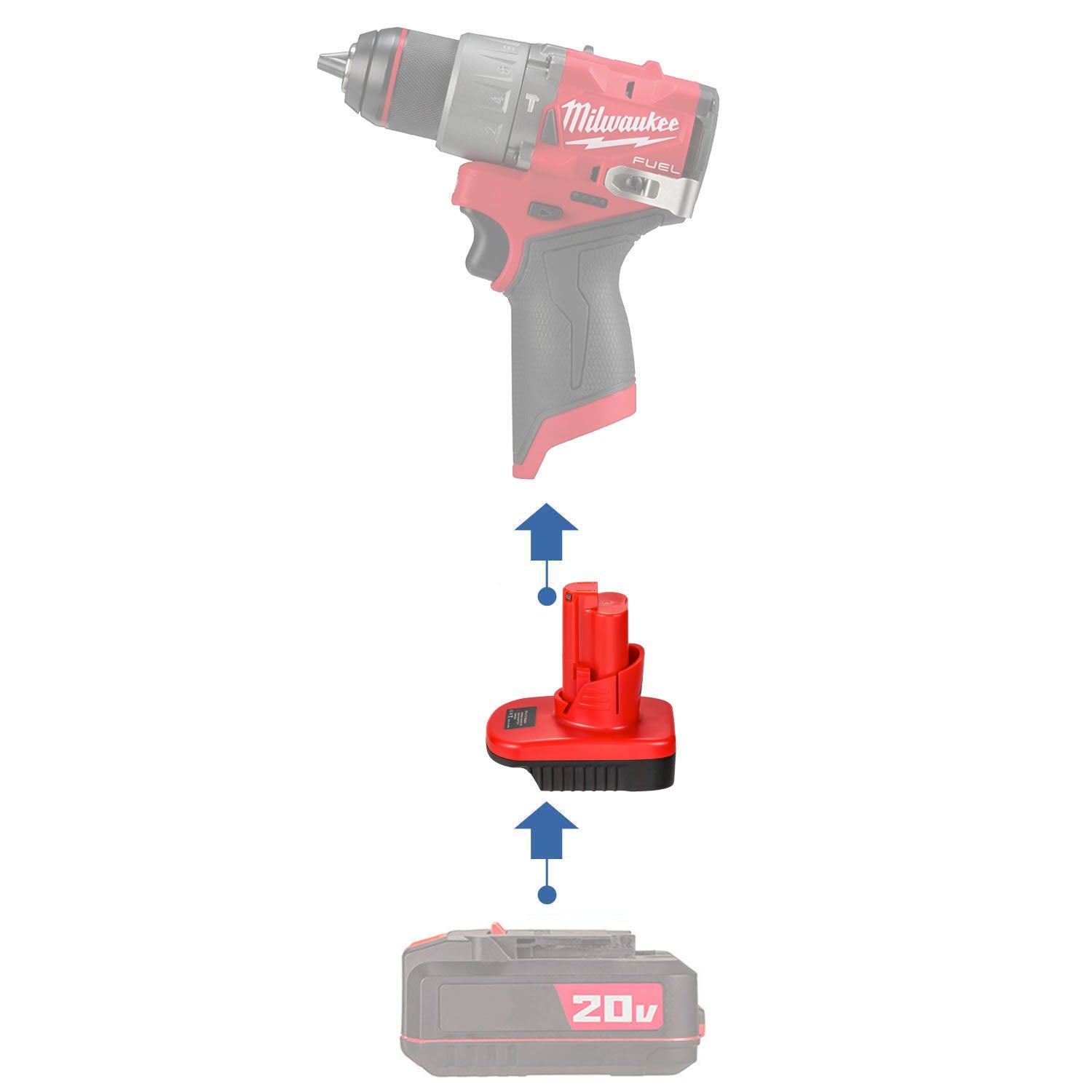 Bauer 20V auf Milwaukee M12 Akkuadapter