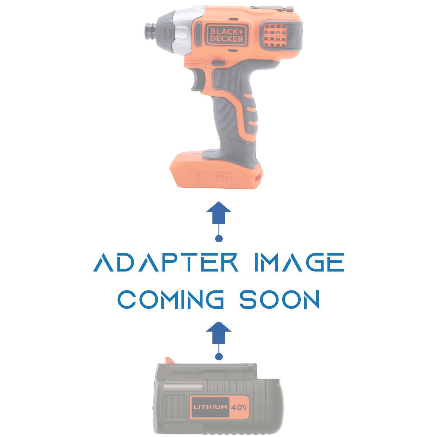 Black and Decker 36V/40V MAX to Black and Decker 20V battery adapter - placeholder text reading adapter image coming soon