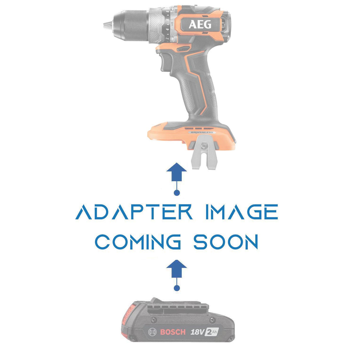 Bosch 18V GBA (Blue) to AEG 18V battery adapter - placeholder reading adapter image coming soon