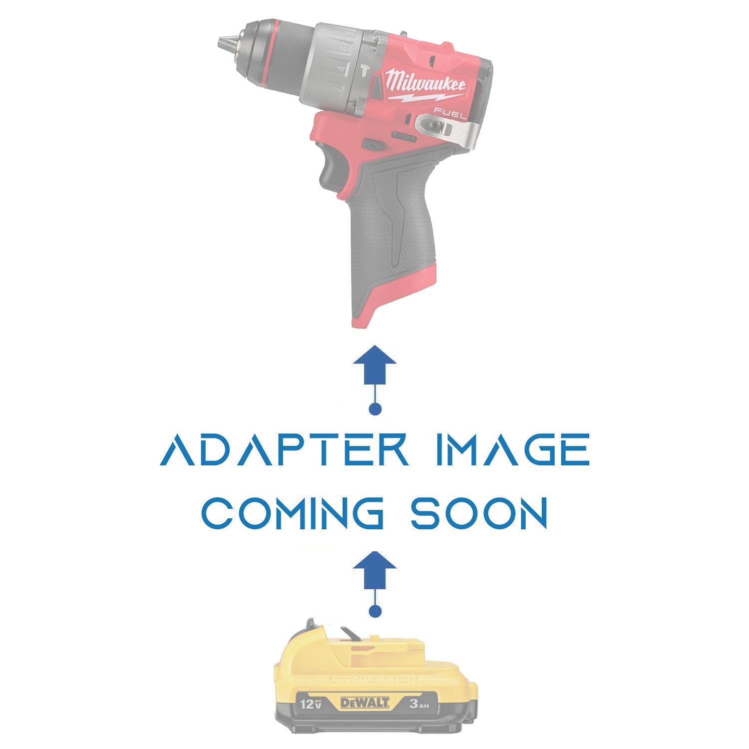 DeWalt 12V MAX to Milwaukee M12 battery adapter - placeholder reading adapter image coming soon