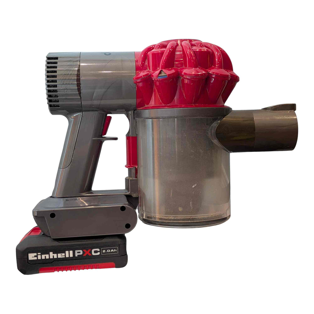 Akkuadapter Einhell 18V PXC auf Dyson V6: Montiert, rechte Seite