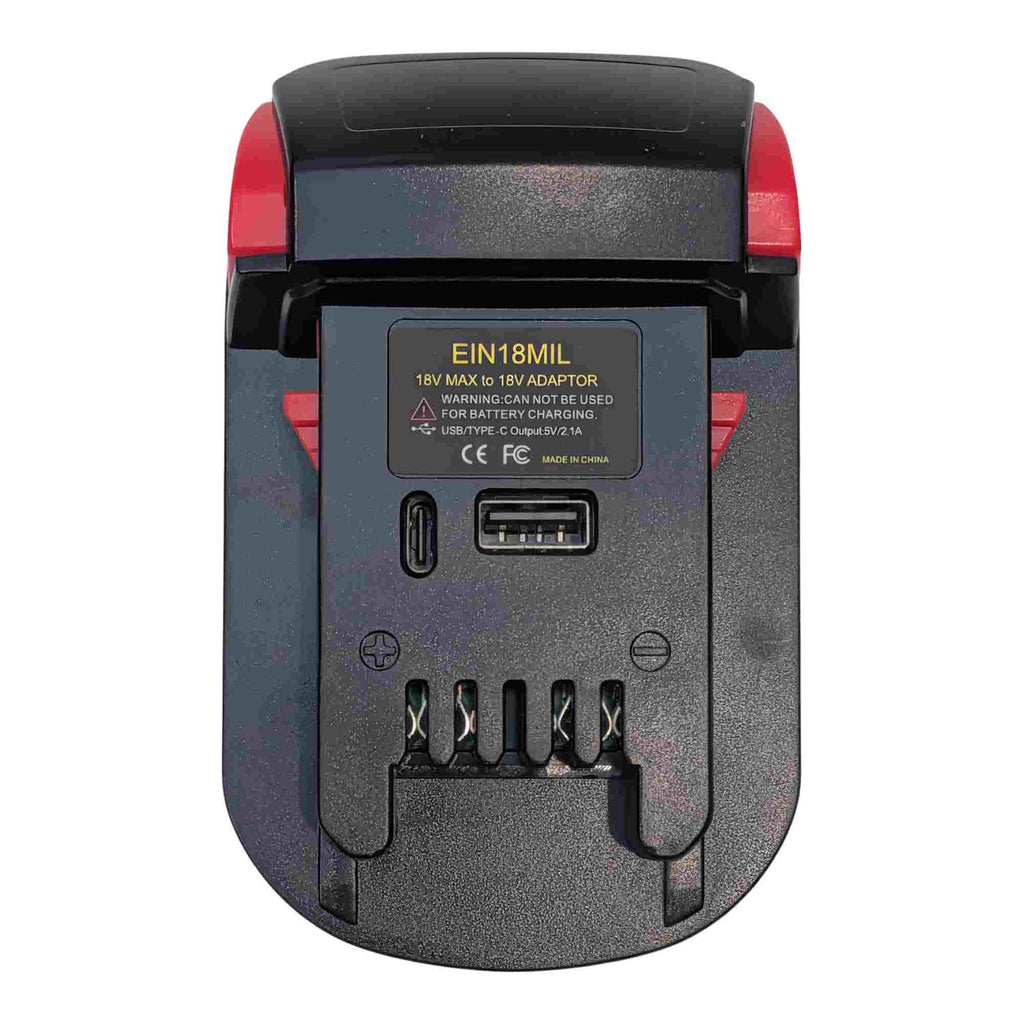 Einhell 18V PXC to Milwaukee M18 battery adapter - plan view of the Milwaukee tool-side connection