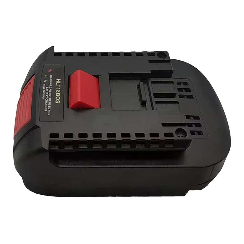 Hilti 22V to Bosch 18V GBA (Blue) battery adapter - side view showing both connections, tool-side face uppermost