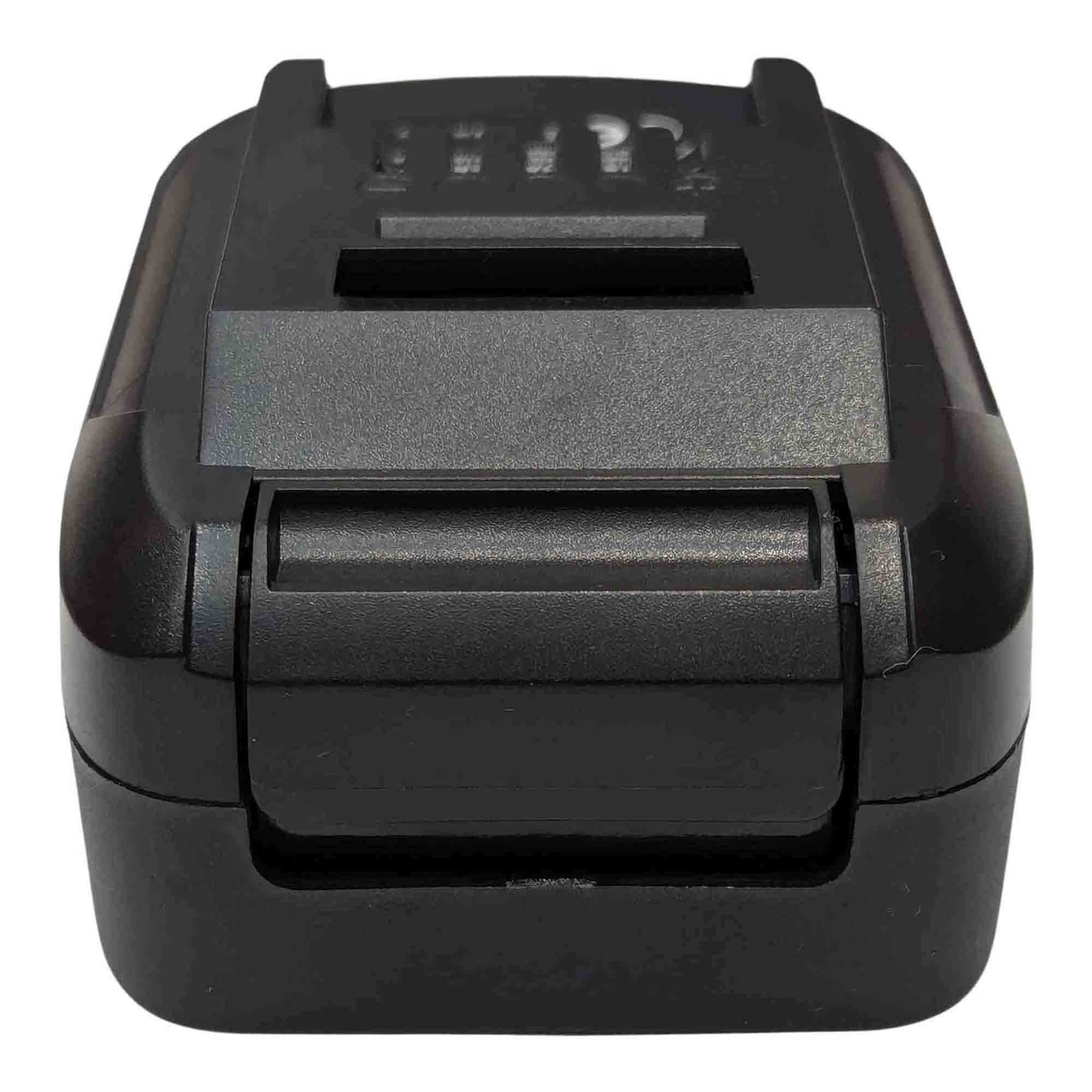 Makita 18V LXT to Einhell 18V PXC battery adapter - Einhell tool-side connection uppermost, front view, latch recess below