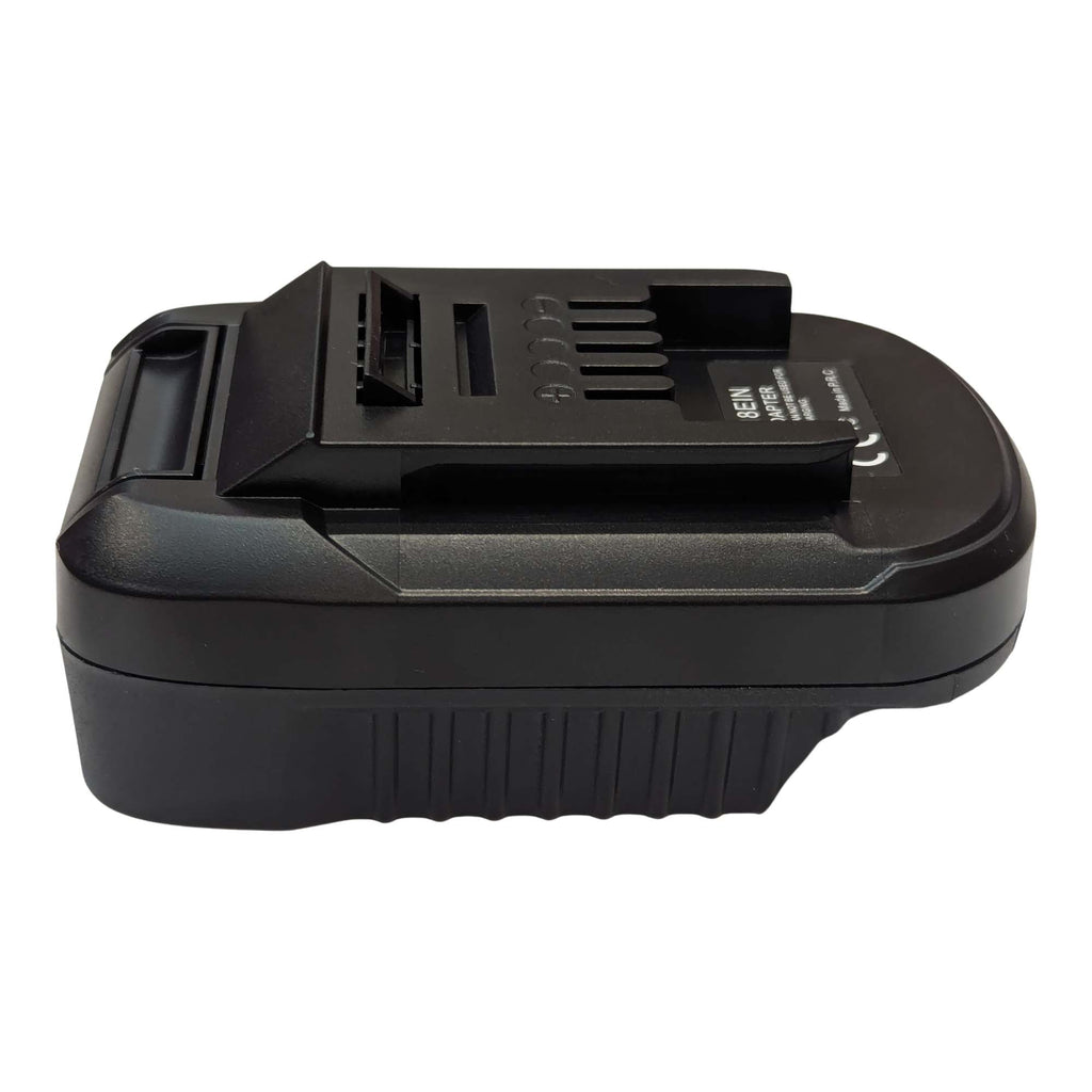 Makita 18V LXT to Ozito 18V PXC battery adapter - side view with the Ozito tool-side connection on the upper face