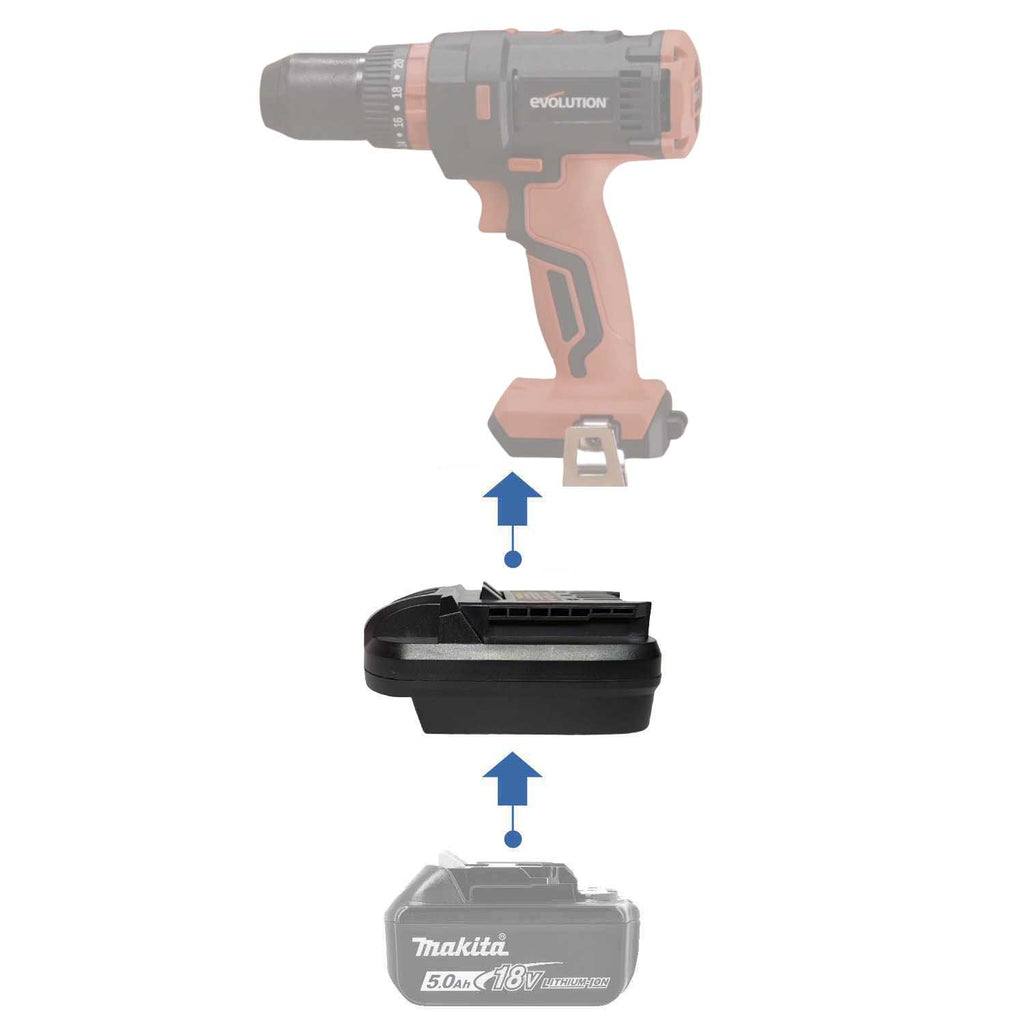 Makita 18V LXT auf Evolution 18V EXT Akkuadapter