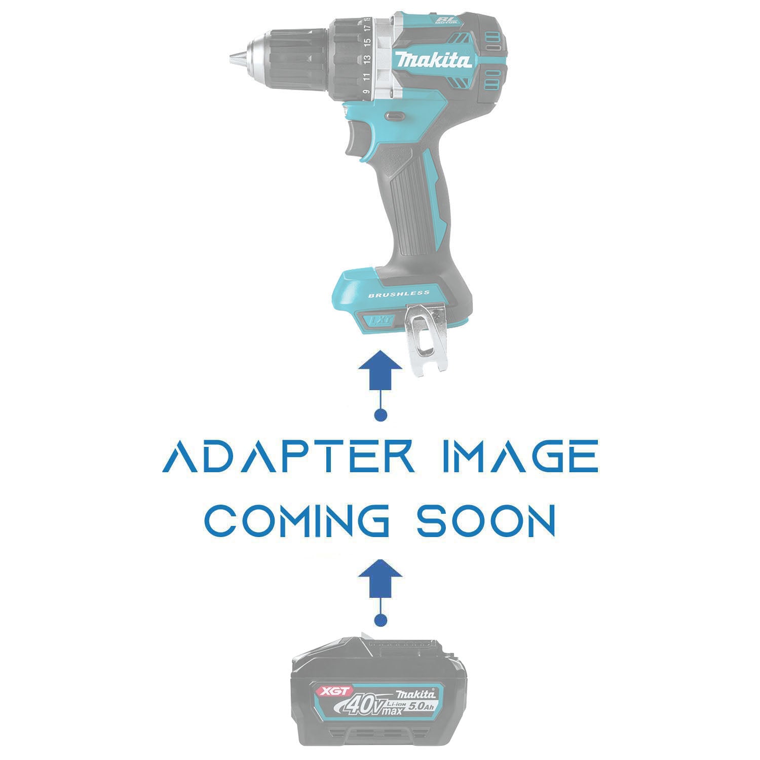 Makita 36V/40V XGT to Makita 18V LXT battery adapter - placeholder reading adapter image coming soon