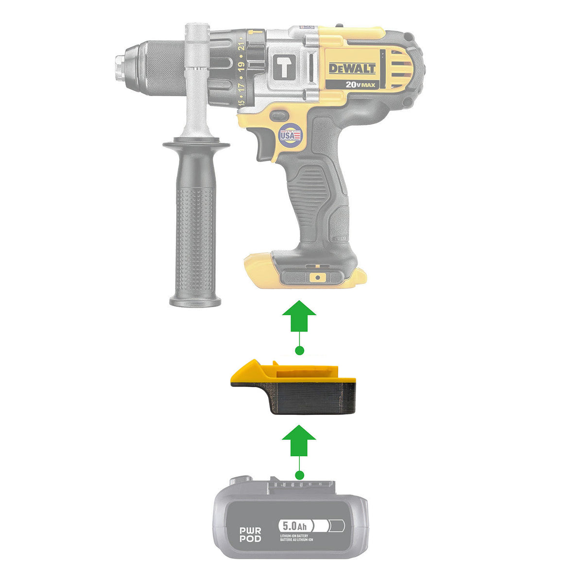 Mastercraft 20V (PWRPOD / Blau) auf DeWalt 20V MAX Akkuadapter