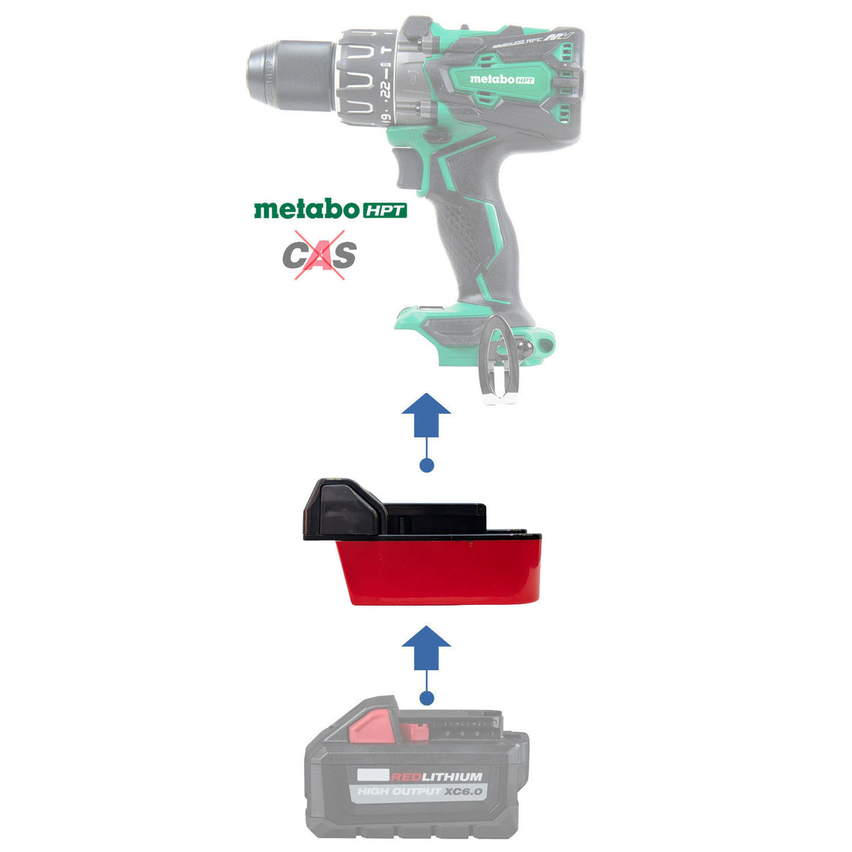 Milwaukee M18 auf Metabo HPT 18V Akkuadapter