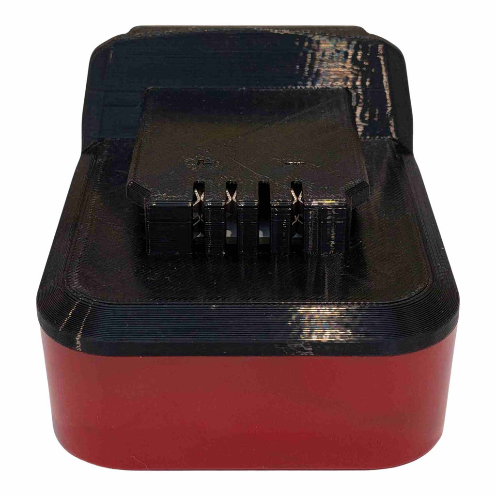 Milwaukee M18 to Earthquake 20V XT battery adapter - front view of the Earthquake tool-side connection