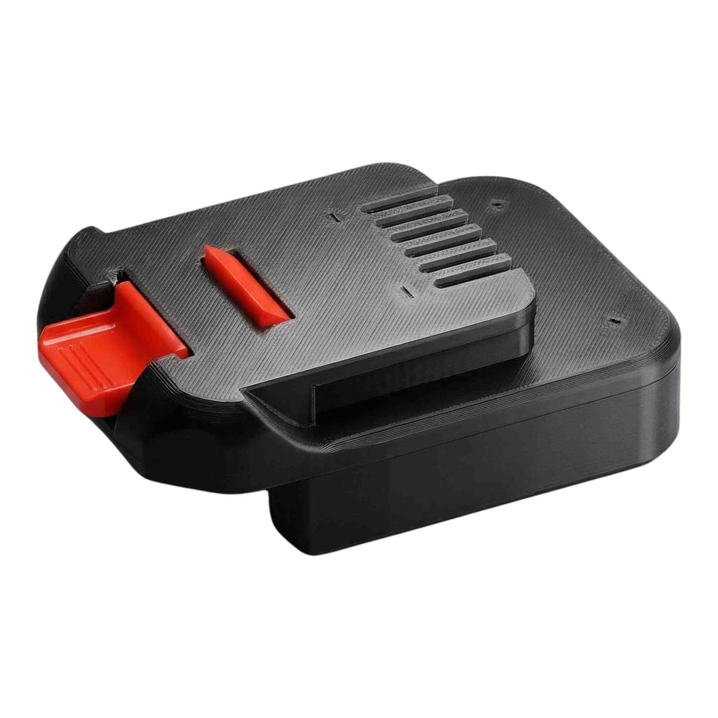 Ozito 18V PXC to MacNaught 18V battery adapter - MacNaught tool-side connection with a terminal slot and red release latches