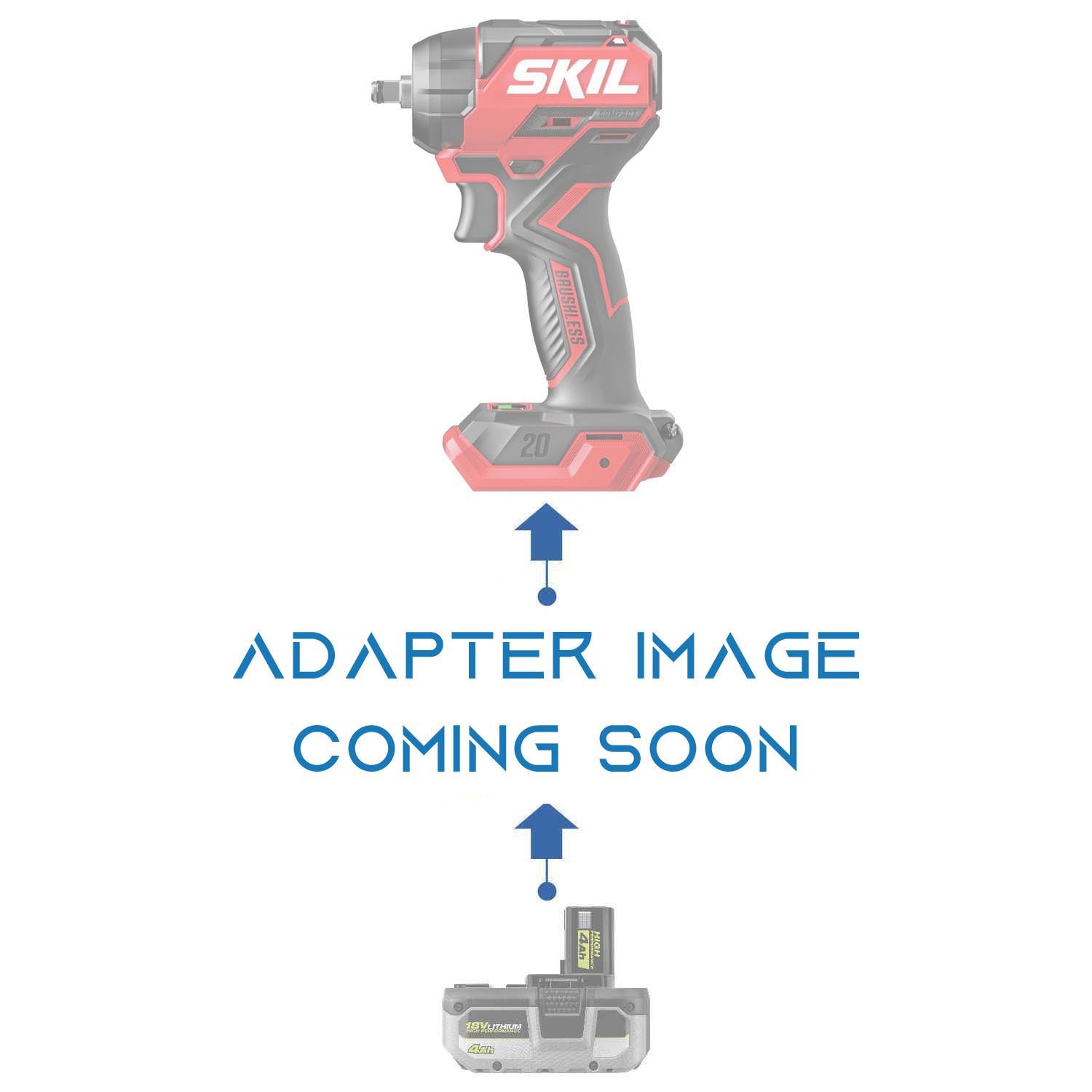 Ryobi 18V ONE+ to SKIL 20V PWR CORE battery adapter - placeholder reading adapter image coming soon